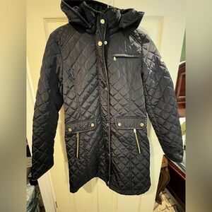 Lauren by Ralph Lauren Navy Blue Quilted Knee Length Jacket